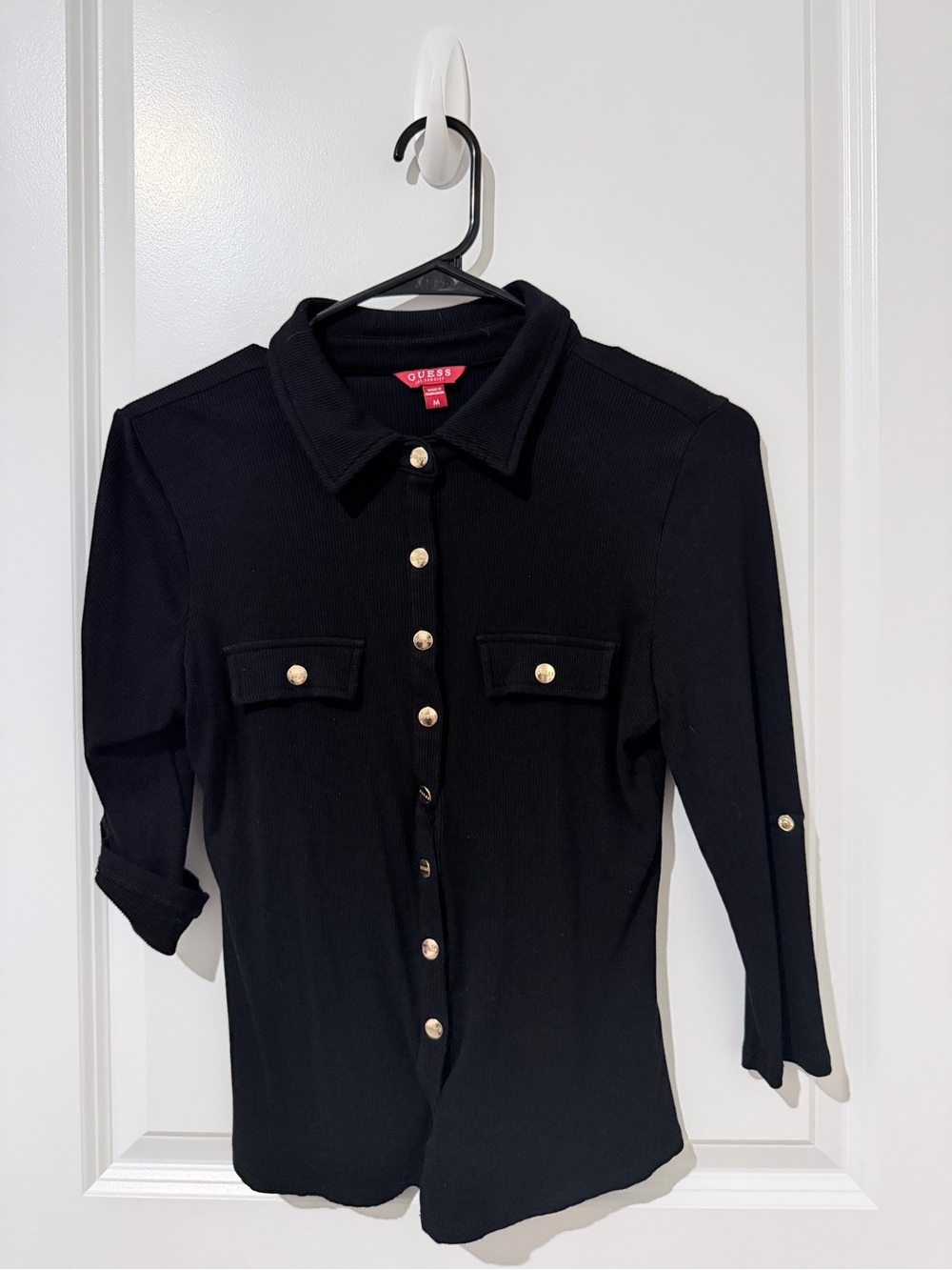 GUESS Black Button-Front Shirt with Gold Buttons